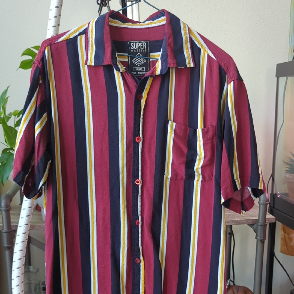 Striped Burgundy and Navy Men's Shirt